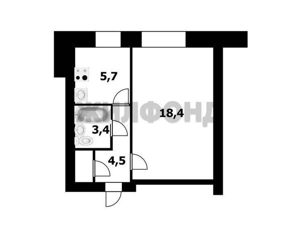 
  Продается 1-комн. квартира, 33.1 м², Забалуева ул, д. 10
. Фото 21.