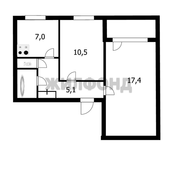 
  Продается 2-комн. квартира, 43.4 м², 1905 года ул, д. 28
. Фото 16.