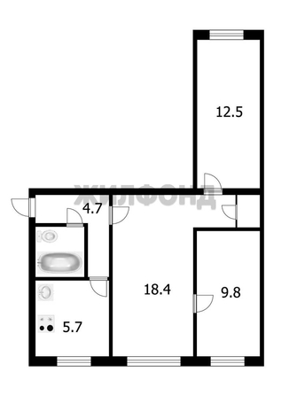 
  Продается 3-комн. квартира, 54.5 м², Калинина ул, д. 22
. Фото 9.
