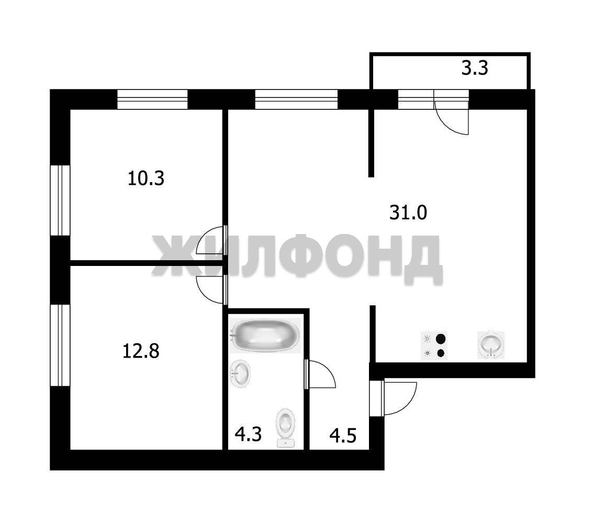 
  Продается 3-комн. квартира, 66.1 м², 3-й микрорайон, д. 8
. Фото 15.