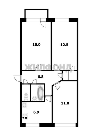 
  Продается 3-комн. квартира, 57.9 м², Петухова ул, д. 134
. Фото 14.