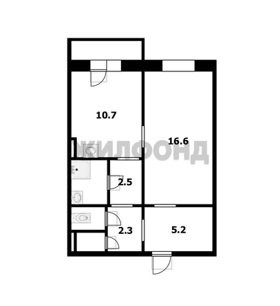 
  Продается 1-комн. квартира, 42.4 м², Виталия Потылицына ул, д. 3
. Фото 1.