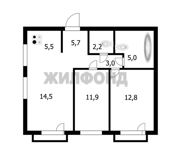 
  Продается 3-комн. квартира, 60.9 м², ЖК Притяжение
. Фото 1.