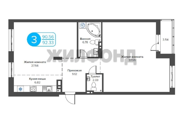 
  Продается 3-комн. квартира, 89.6 м², ЖК Воздух, дом 1
. Фото 1.