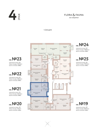 
  Продается 2-комн. квартира 46.7 м², в ЖК Флора и Фауна, 18а. Фото 3.