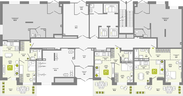 
  Продается 2-комн. квартира, 58.6 м², ЖК Счастливый квартал, дом 2
. Фото 1.