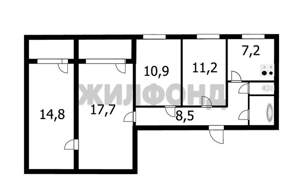 
  Продается 4-комн. квартира, 73.7 м², Челюскинцев ул, д. 15
. Фото 22.