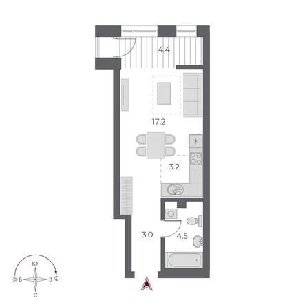
  Продается студия, 32.2 м², ЖК ОСКАР, дом 1
. Фото 1.
