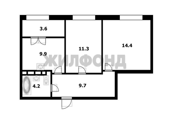 
  Продается 2-комн. квартира, 50.5 м², ЖК Рафинад, дом 1
. Фото 14.