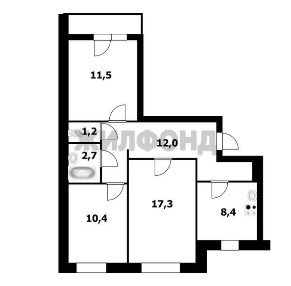
  Продается 3-комн. квартира, 63.5 м², Военный городок ул, д. 138
. Фото 17.
