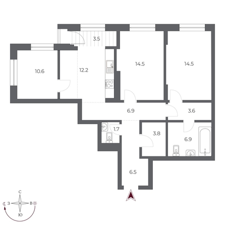 
  Продается 3-комн. квартира, 84.7 м², ЖК ОСКАР, дом 1
. Фото 7.