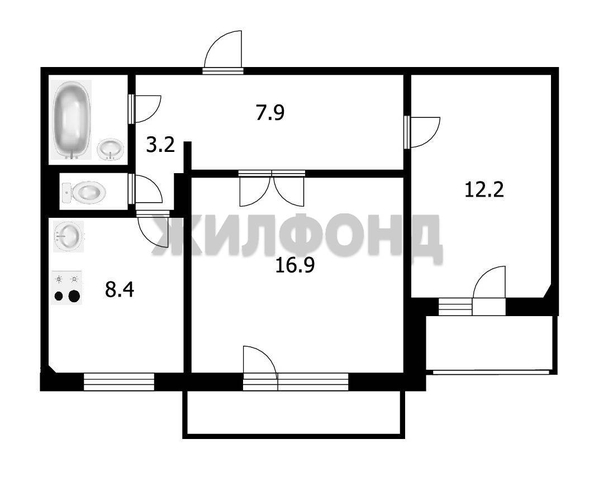 
  Продается 2-комн. квартира, 52.3 м², Выборная ул, д. 129/1
. Фото 9.