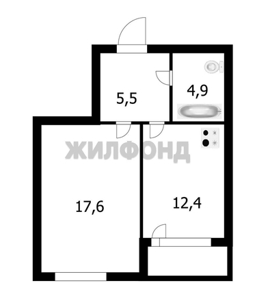 
  Продается 1-комн. квартира, 40.4 м², Серебряные ключи ул, д. 6
. Фото 1.