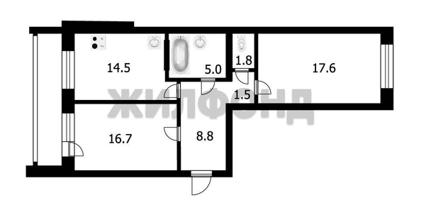
  Продается 2-комн. квартира, 65.9 м², Волховская ул, д. 33/1
. Фото 15.