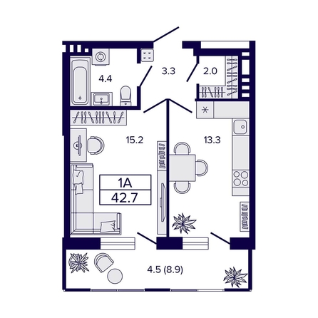 
  Продается 1-комн. квартира, 42.7 м², ЖК Luna (Луна)
. Фото 26.