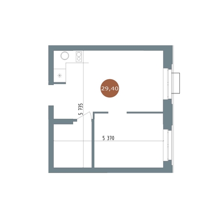 
  Продается 2-комн. квартира, 29.4 м², ЖК 19/56 Кварталы Телецентра, сек 3
. Фото 1.