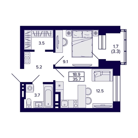 
  Продается 1-комн. квартира, 35.7 м², ЖК Сподвижники
. Фото 1.