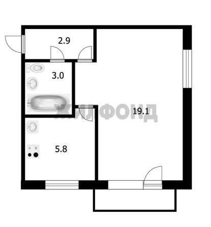 
  Продается 1-комн. квартира, 31.1 м², Строительная ул, д. 9
. Фото 2.
