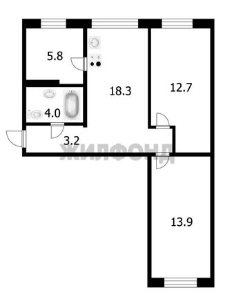 
  Продается 3-комн. квартира, 57.7 м², Академическая ул, д. 13
. Фото 6.
