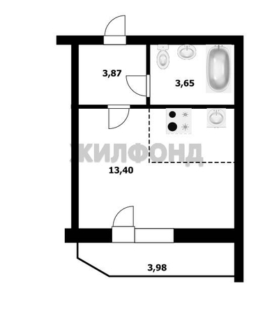 
  Продается студия, 24.7 м², ЖК Комета - Октябрьский, б/с 1
. Фото 9.