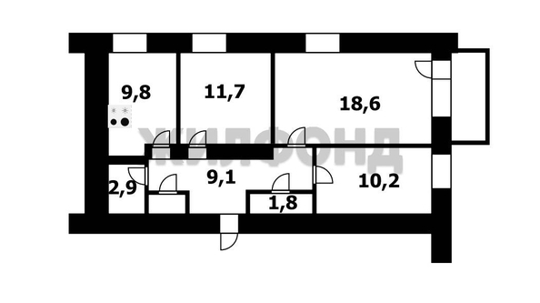 
  Продается 3-комн. квартира, 65 м², Пионерский пер, д. 13
. Фото 13.