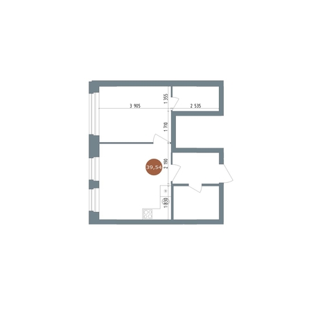 
  Продается 2-комн. квартира, 39.54 м², ЖК 19/56 Кварталы Телецентра, сек 5
. Фото 1.