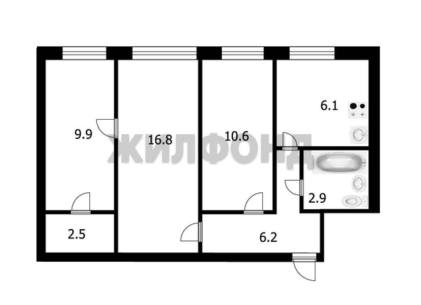 
  Продается 3-комн. квартира, 55 м², Терешковой ул, д. 20
. Фото 8.