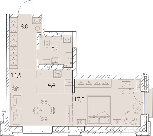 
  Продается 1-комн. квартира, 49.2 м², ЖК Тайм Сквер
. Фото 19.