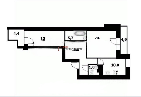
  Продается 2-комн. квартира, 68.6 м², ЖК Покровский, блок-секция  3, 4, 5
. Фото 9.