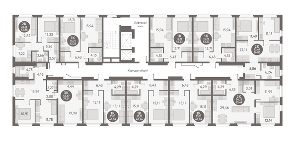 
  Продается 2-комн. квартира, 43.86 м², ЖК Первый на Титова
. Фото 1.