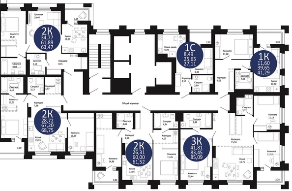 
  Продается 3-комн. квартира, 85.09 м², ЖК Первый на Рябиновой
. Фото 1.