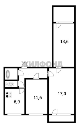 
  Продается 3-комн. квартира, 59.2 м², Комсомольская ул, д. 4
. Фото 34.