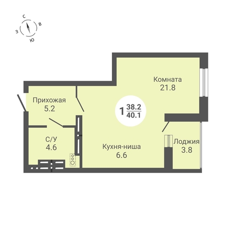 
  Продается студия, 40.1 м², ЖК На Петухова, дом 1
. Фото 1.
