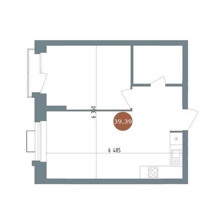 
  Продается 2-комн. квартира, 39.39 м², ЖК 19/56 Кварталы Телецентра, сек 3
. Фото 1.