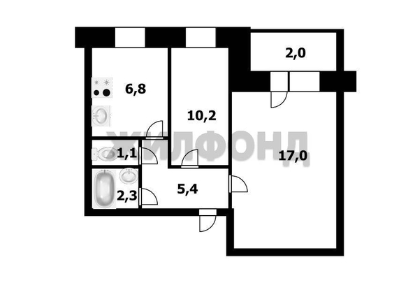 
  Продается 2-комн. квартира, 44.8 м², Железнодорожная ул, д. 20
. Фото 10.