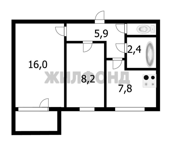 
  Продается 2-комн. квартира, 41.6 м², Белокаменная ул, д. 31
. Фото 10.