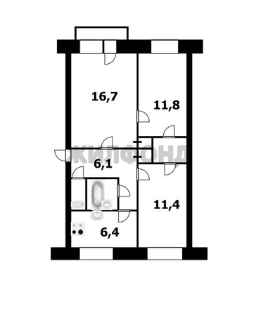 
  Продается 3-комн. квартира, 59.2 м², Зорге ул, д. 127
. Фото 5.