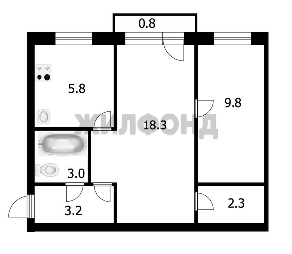 
  Продается 2-комн. квартира, 43.2 м², Выставочная ул, д. 26
. Фото 11.