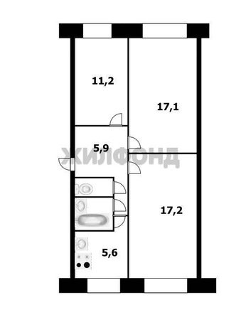 
  Продается 3-комн. квартира, 60.9 м², Челюскинцев ул, д. 38
. Фото 8.