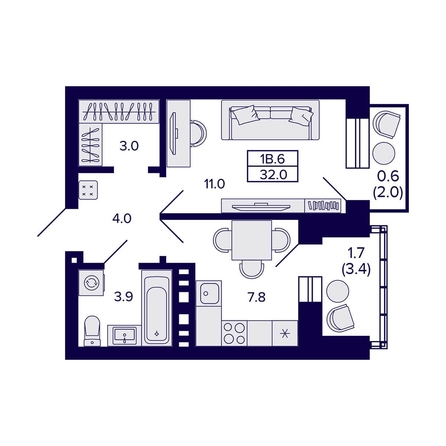 
  Продается 1-комн. квартира, 32 м², ЖК Сподвижники
. Фото 1.