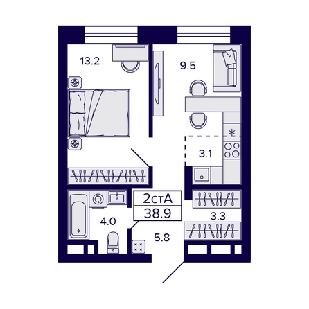 
  Продается 2-комн. квартира, 38.9 м², ЖК Citatum (Цитатум)
. Фото 1.