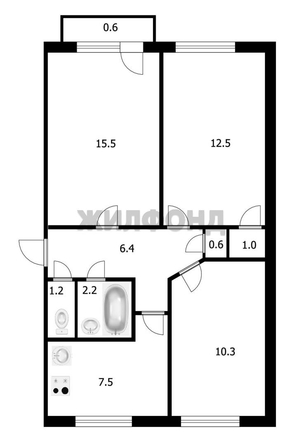 
  Продается 3-комн. квартира, 57.8 м², Чигорина ул, д. 12/2
. Фото 13.
