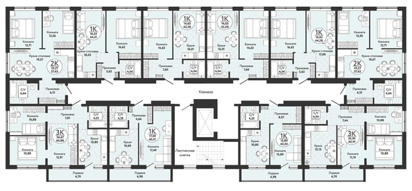
  Продается 1-комн. квартира, 44.28 м², ЖК Одоевский, дом 4
. Фото 2.