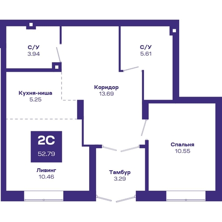 
  Продается 2-комн. квартира, 52.79 м², ЖК Базилик, дом 2
. Фото 1.