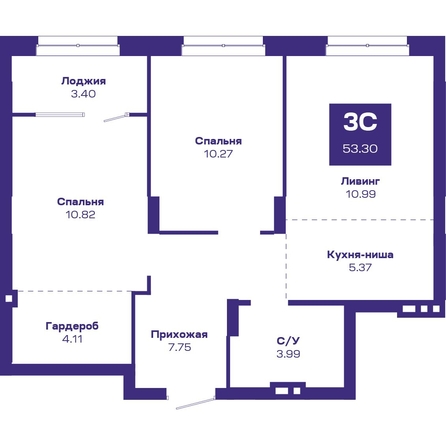 
  Продается 3-комн. квартира, 53.3 м², ЖК Базилик, дом 2
. Фото 1.