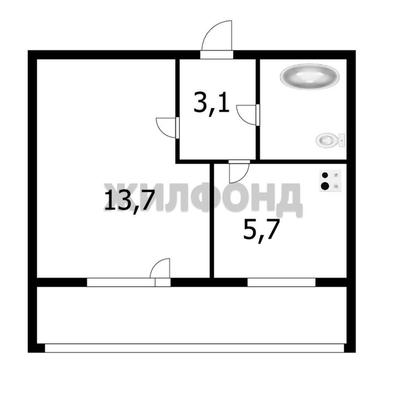 
  Продается 1-комн. квартира, 25.5 м², Петухова ул, д. 99
. Фото 8.