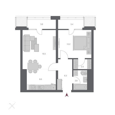 
  Продается 2-комн. квартира, 60.14 м², ЖК Беринг, дом 3
. Фото 1.