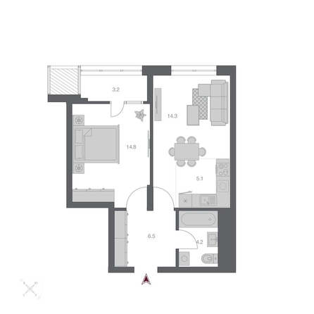 
  Продается 2-комн. квартира, 48.11 м², ЖК Беринг, дом 3
. Фото 1.
