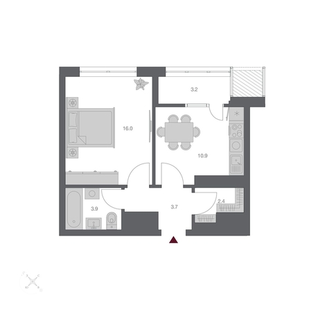 
  Продается 1-комн. квартира, 40.05 м², ЖК Беринг, дом 3
. Фото 1.