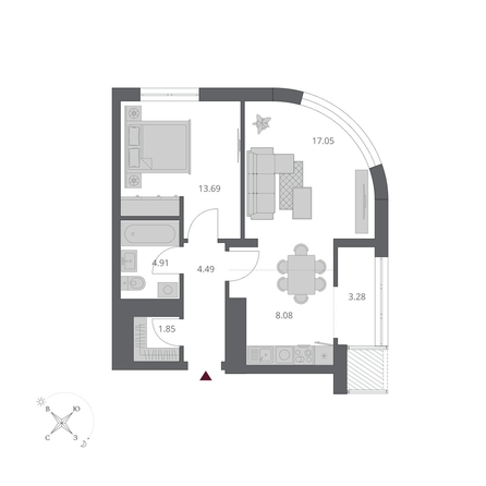 
  Продается 2-комн. квартира 52.63 м², в ЖК Беринг, дом 3. Фото 2.